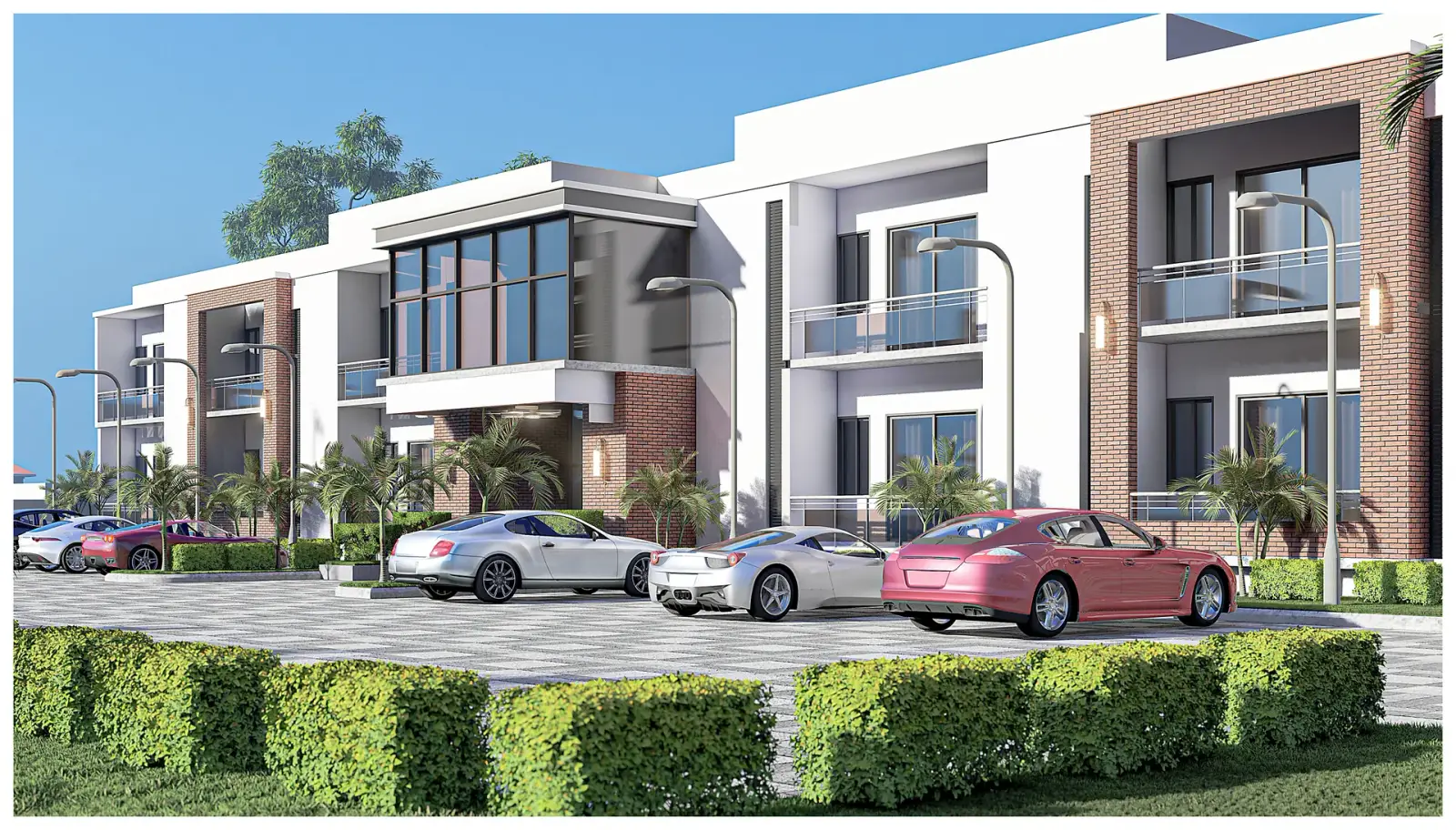 Commercial plaza exterior render by IDPC Innovarch